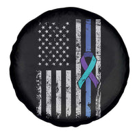 Police Suicide Prevention Awareness American Flag Ribbon Support Spare Tire Cover