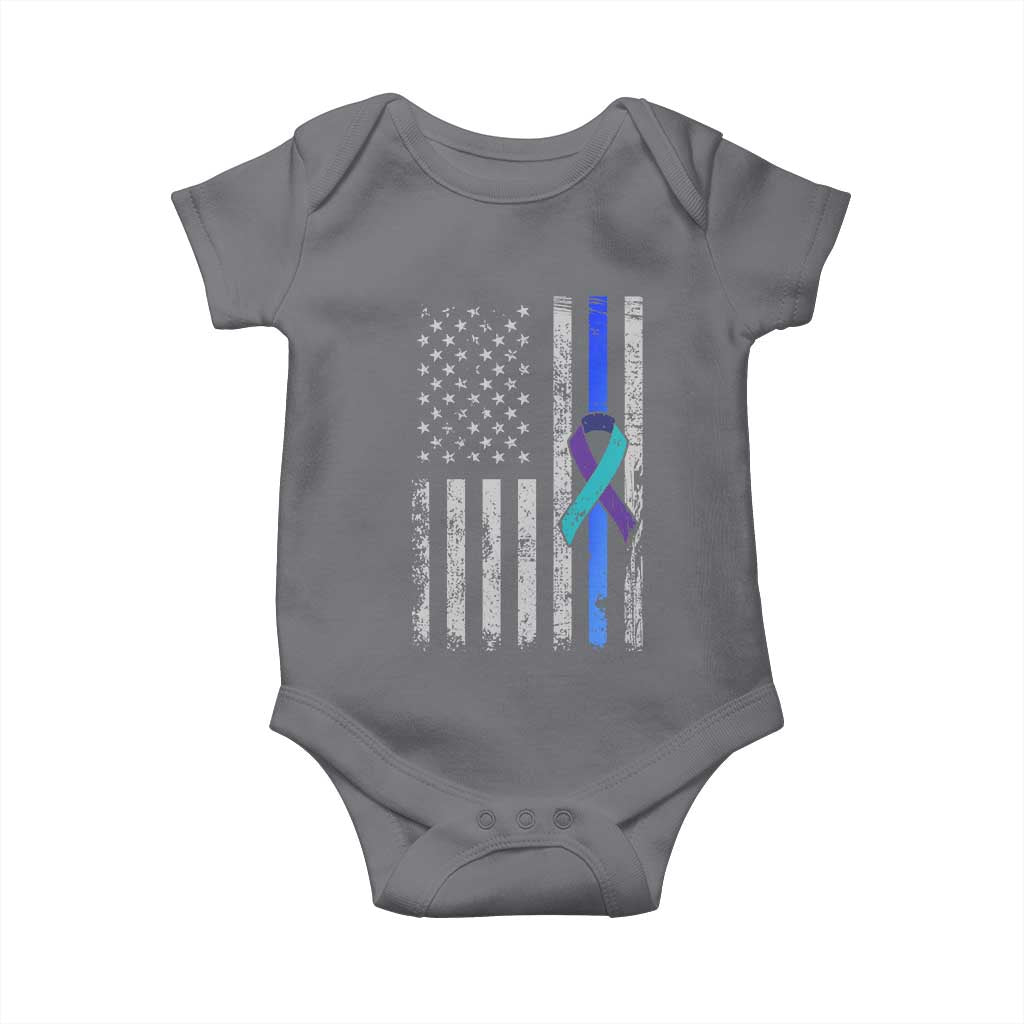 Police Suicide Prevention Awareness American Flag Ribbon Support Baby Onesie