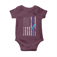 Police Suicide Prevention Awareness American Flag Ribbon Support Baby Onesie