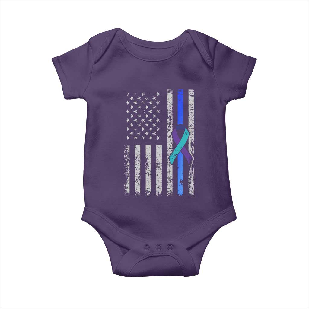 Police Suicide Prevention Awareness American Flag Ribbon Support Baby Onesie