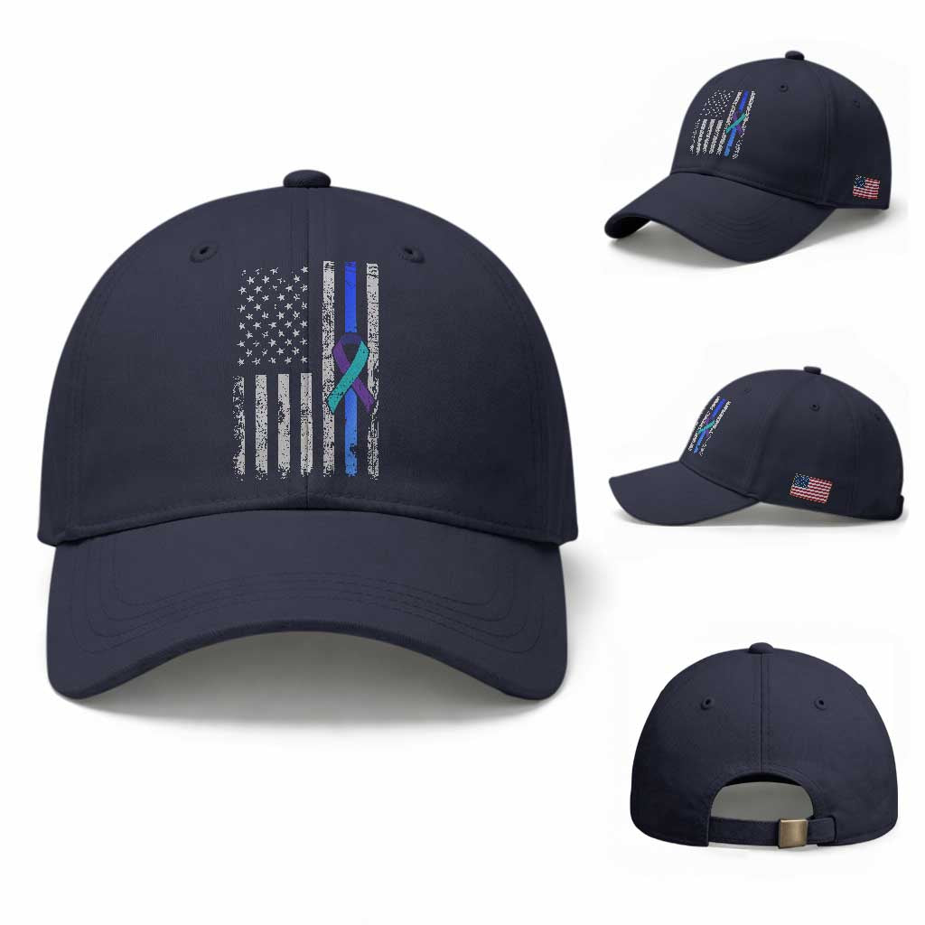 Police Suicide Prevention Awareness American Flag Ribbon Support Baseball Cap