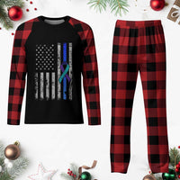 Police Suicide Prevention Awareness American Flag Ribbon Support Plaid Pajama Set