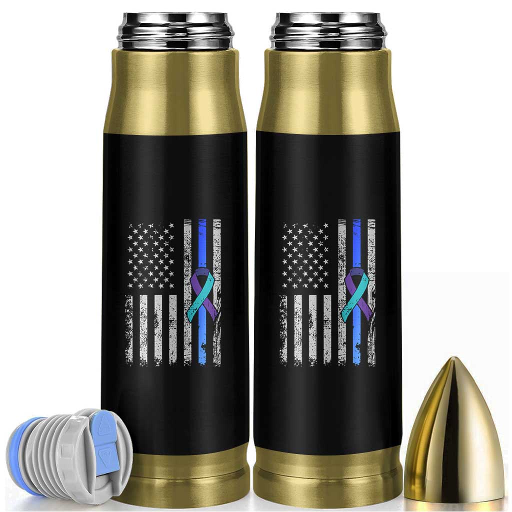 Police Suicide Prevention Awareness American Flag Ribbon Support Bullet Tumbler