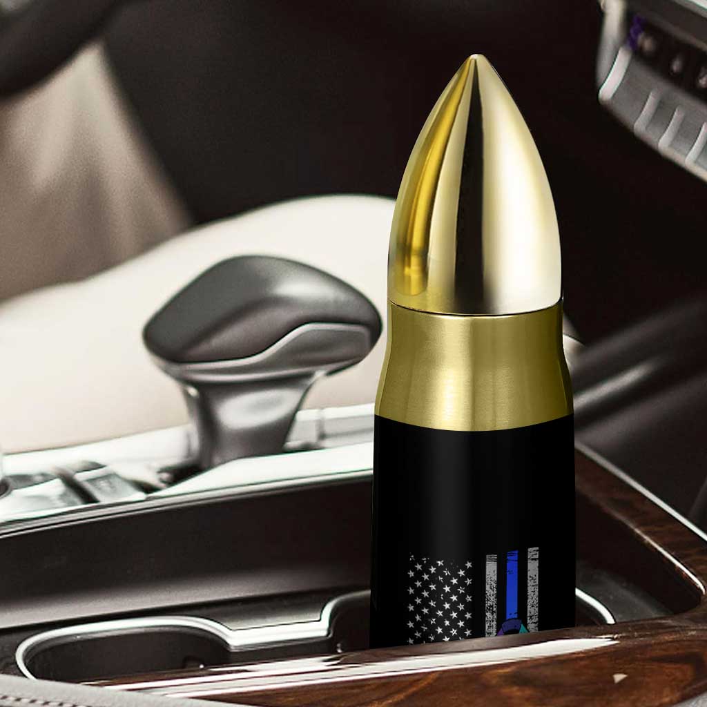 Police Suicide Prevention Awareness American Flag Ribbon Support Bullet Tumbler