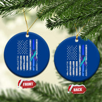 Police Suicide Prevention Awareness American Flag Ribbon Support Ceramic Ornament