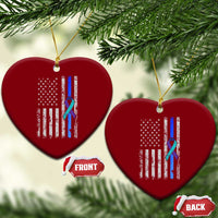 Police Suicide Prevention Awareness American Flag Ribbon Support Ceramic Ornament