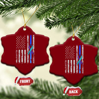 Police Suicide Prevention Awareness American Flag Ribbon Support Ceramic Ornament