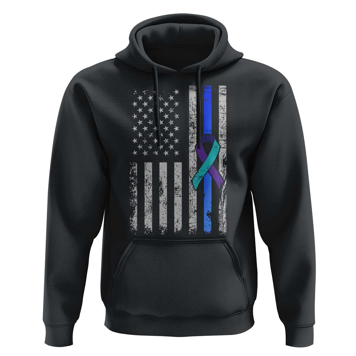 Police Suicide Prevention Awareness American Flag Ribbon Support Hoodie