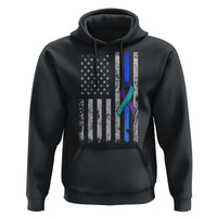 Police Suicide Prevention Awareness American Flag Ribbon Support Hoodie