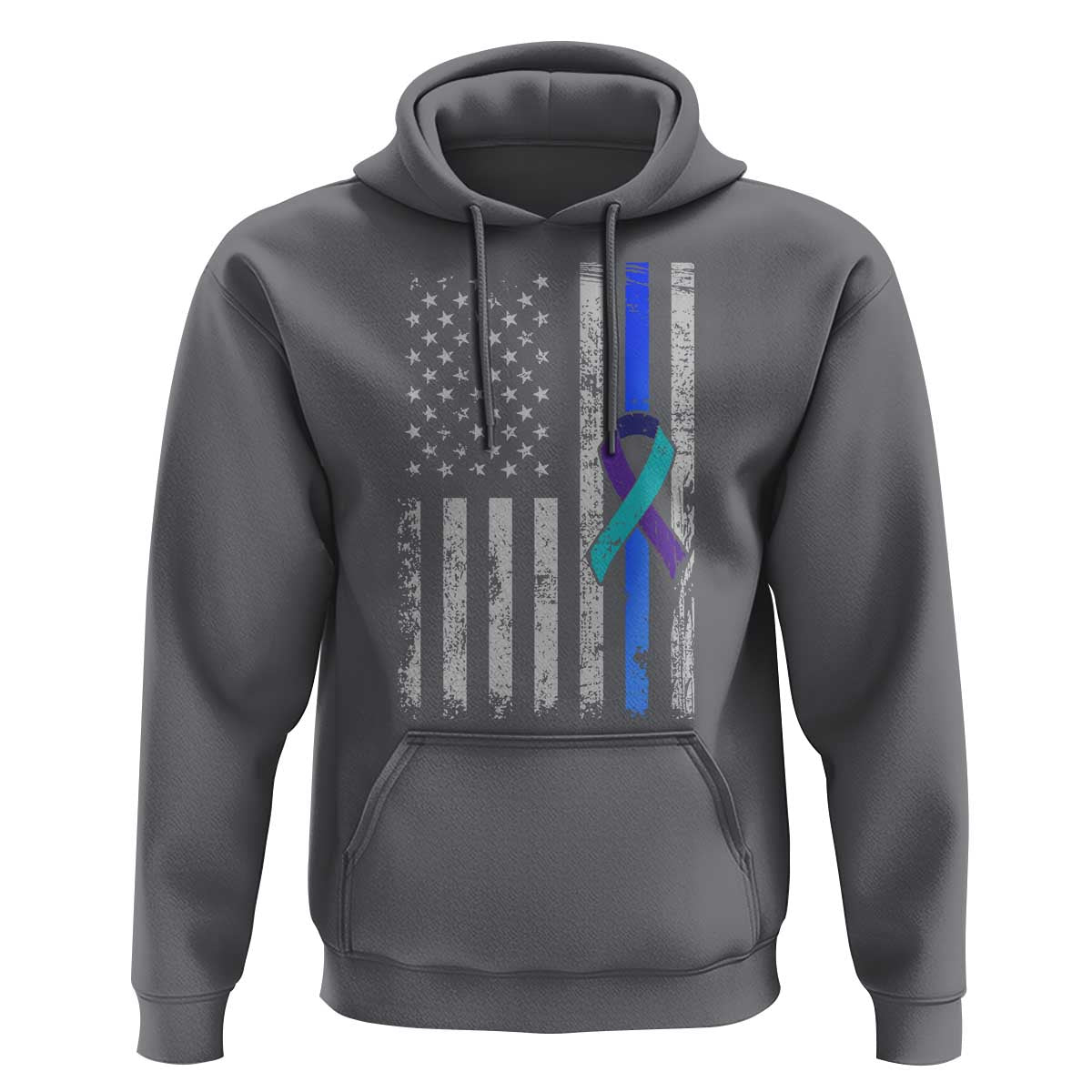 Police Suicide Prevention Awareness American Flag Ribbon Support Hoodie