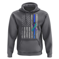 Police Suicide Prevention Awareness American Flag Ribbon Support Hoodie
