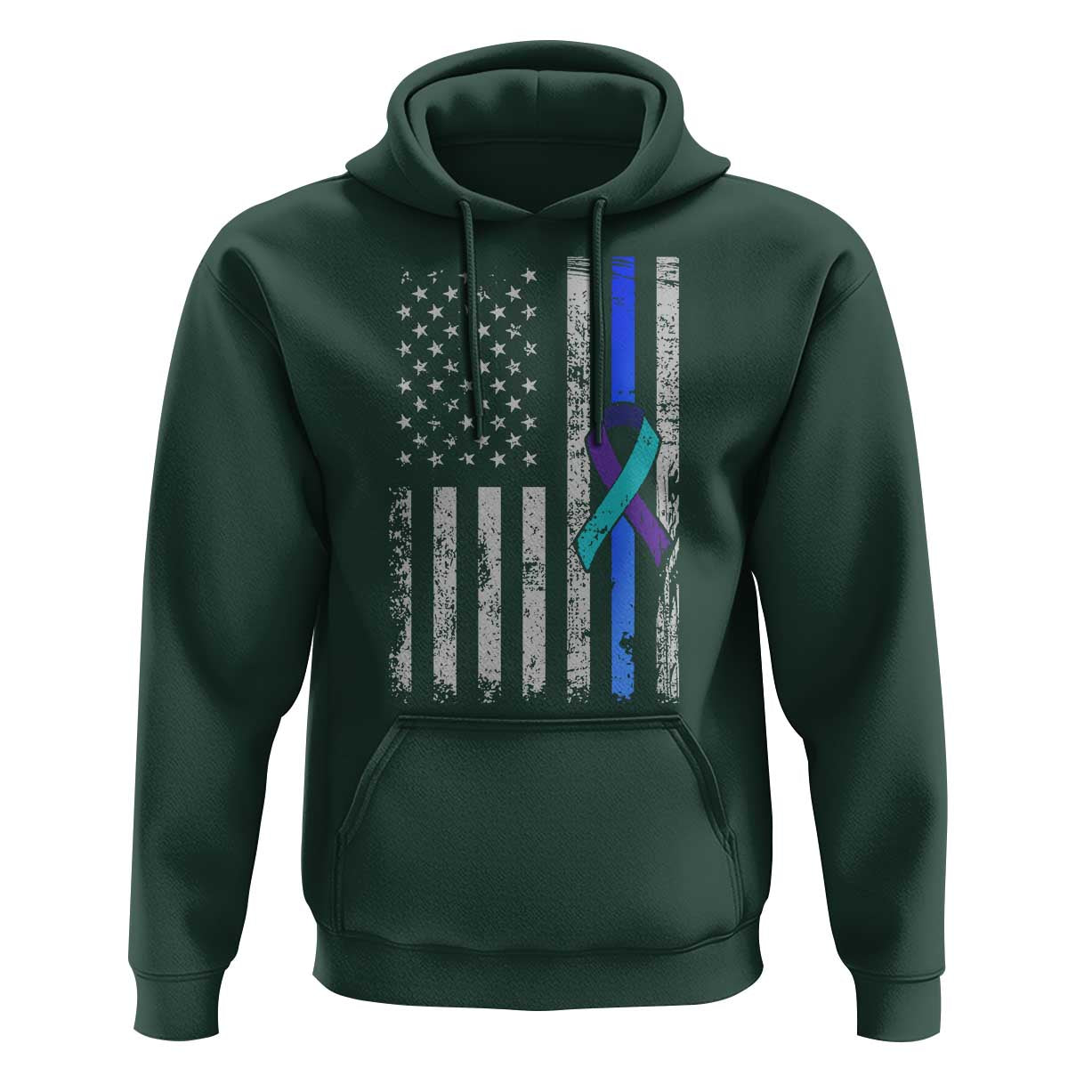 Police Suicide Prevention Awareness American Flag Ribbon Support Hoodie