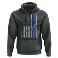 Police Suicide Prevention Awareness American Flag Ribbon Support Hoodie