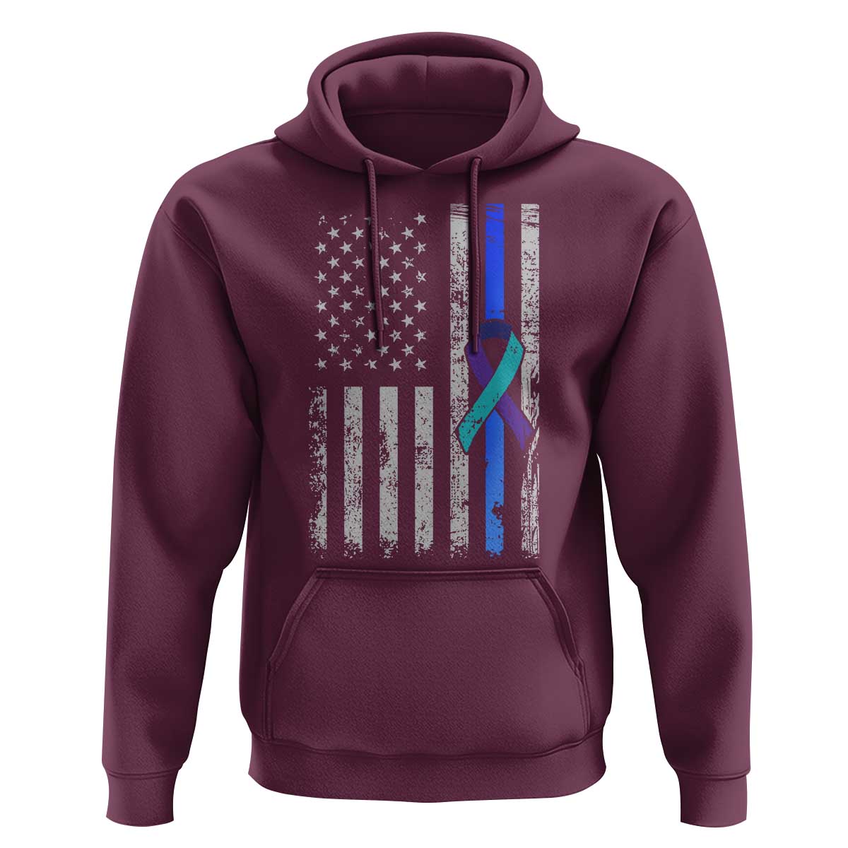 Police Suicide Prevention Awareness American Flag Ribbon Support Hoodie