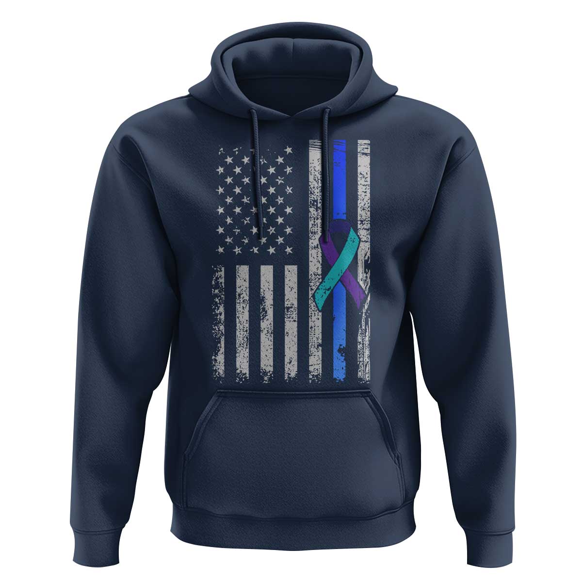 Police Suicide Prevention Awareness American Flag Ribbon Support Hoodie