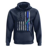 Police Suicide Prevention Awareness American Flag Ribbon Support Hoodie