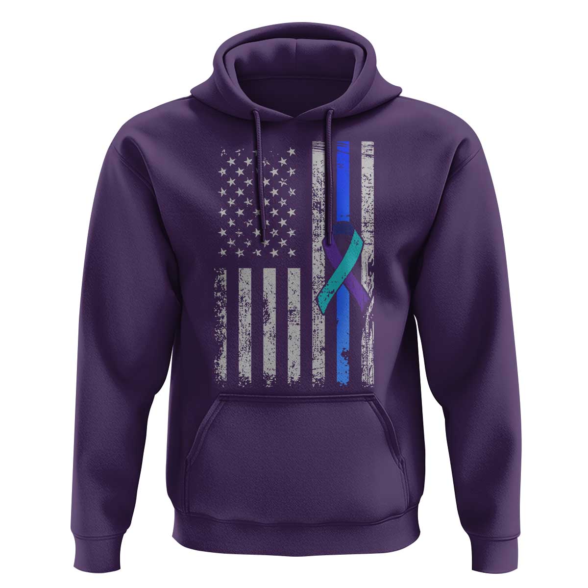 Police Suicide Prevention Awareness American Flag Ribbon Support Hoodie