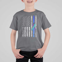 Police Suicide Prevention Awareness American Flag Ribbon Support T Shirt For Kid