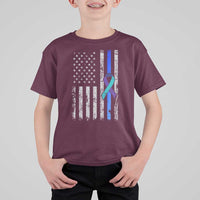 Police Suicide Prevention Awareness American Flag Ribbon Support T Shirt For Kid