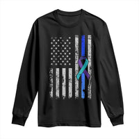 Police Suicide Prevention Awareness American Flag Ribbon Support Long Sleeve Shirt