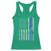Police Suicide Prevention Awareness American Flag Ribbon Support Racerback Tank Top