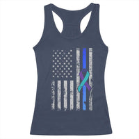 Police Suicide Prevention Awareness American Flag Ribbon Support Racerback Tank Top