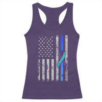 Police Suicide Prevention Awareness American Flag Ribbon Support Racerback Tank Top
