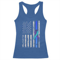 Police Suicide Prevention Awareness American Flag Ribbon Support Racerback Tank Top