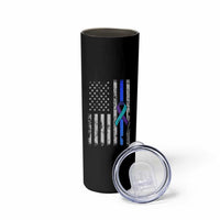 Police Suicide Prevention Awareness American Flag Ribbon Support Skinny Tumbler
