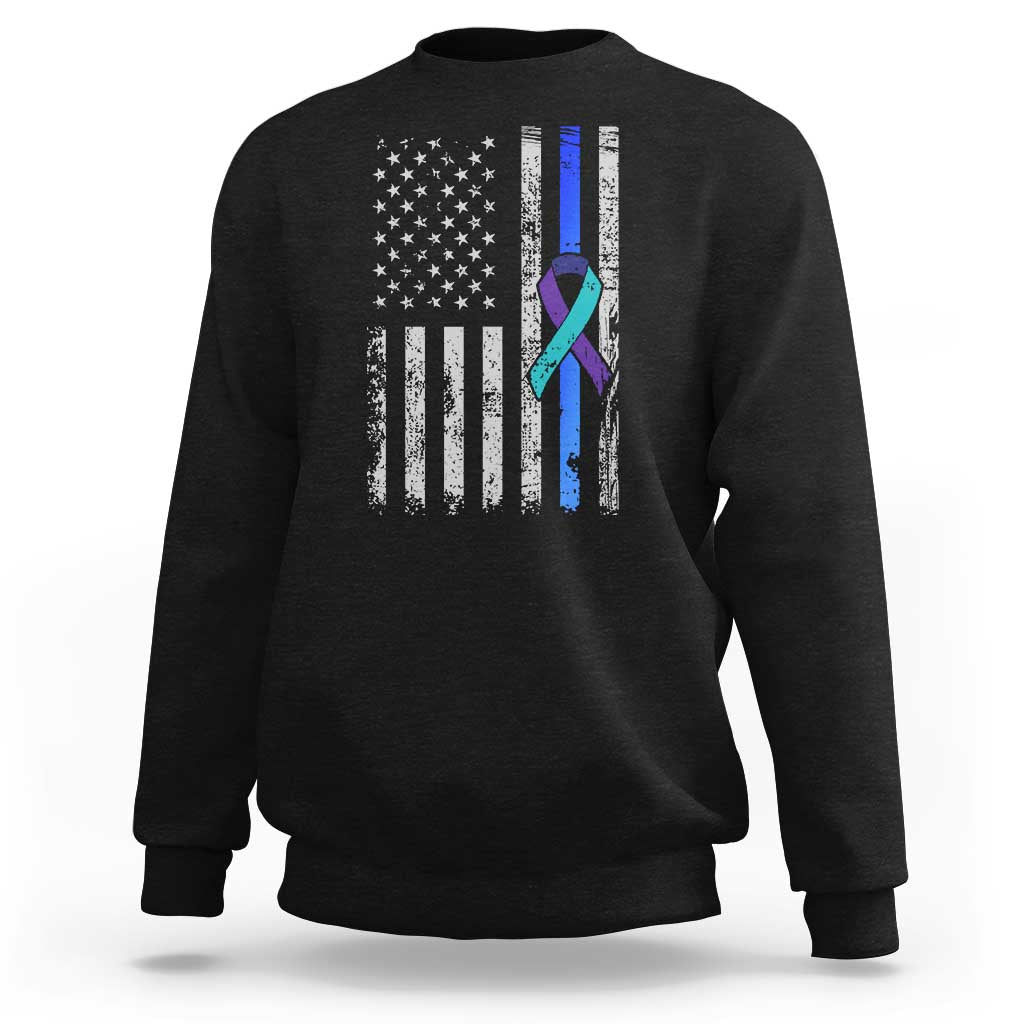 Police Suicide Prevention Awareness American Flag Ribbon Support Sweatshirt