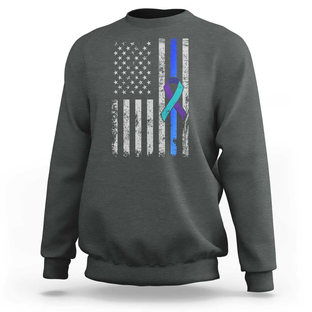 Police Suicide Prevention Awareness American Flag Ribbon Support Sweatshirt