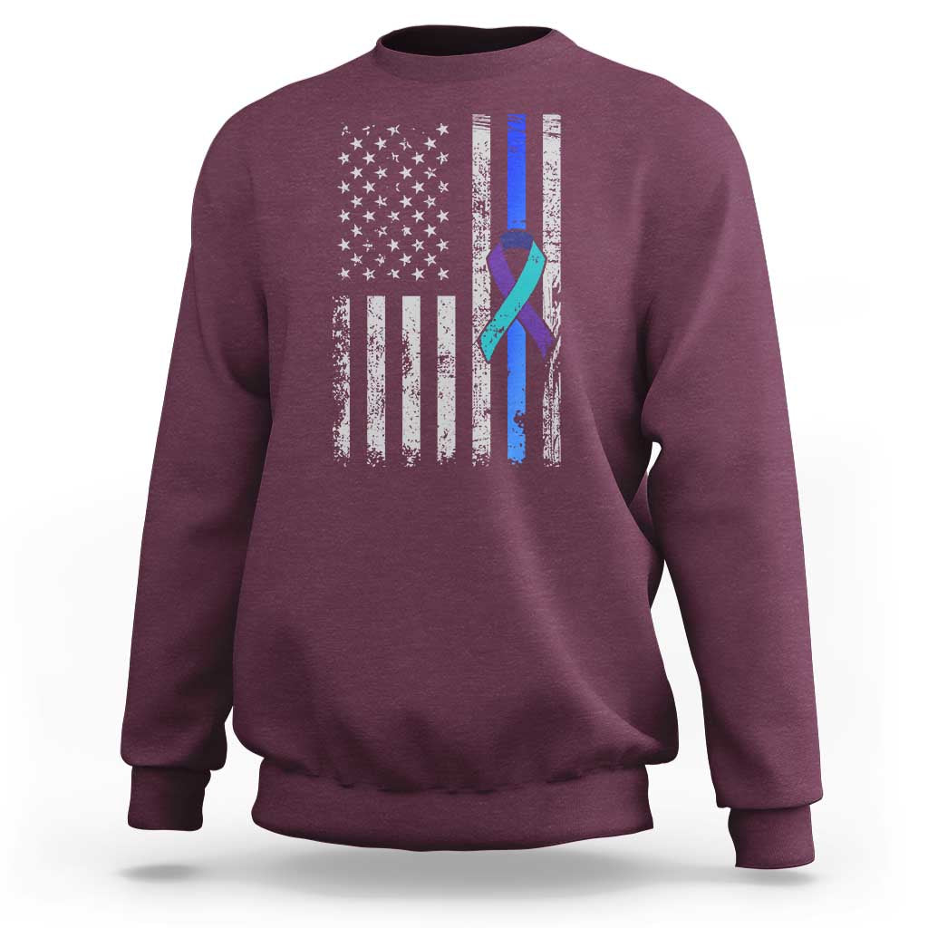 Police Suicide Prevention Awareness American Flag Ribbon Support Sweatshirt