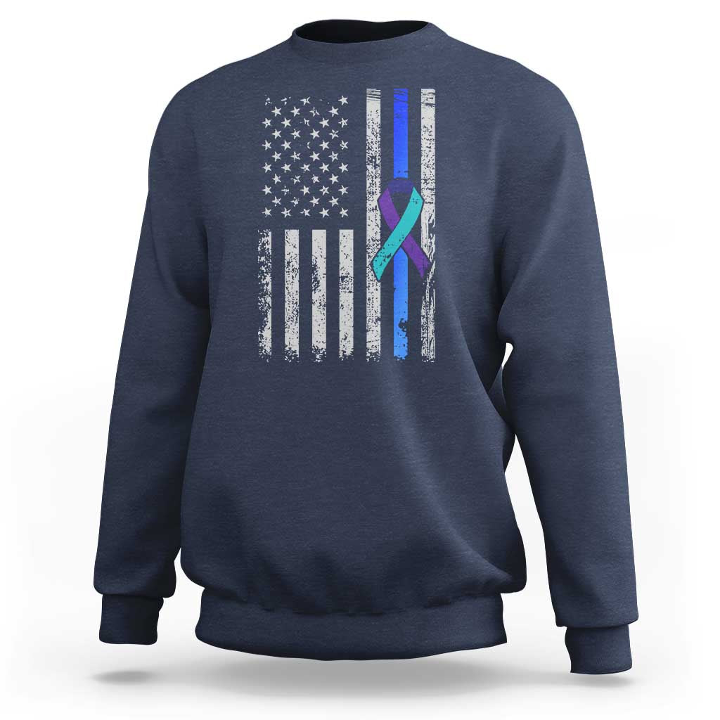Police Suicide Prevention Awareness American Flag Ribbon Support Sweatshirt