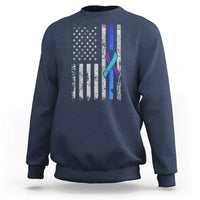 Police Suicide Prevention Awareness American Flag Ribbon Support Sweatshirt