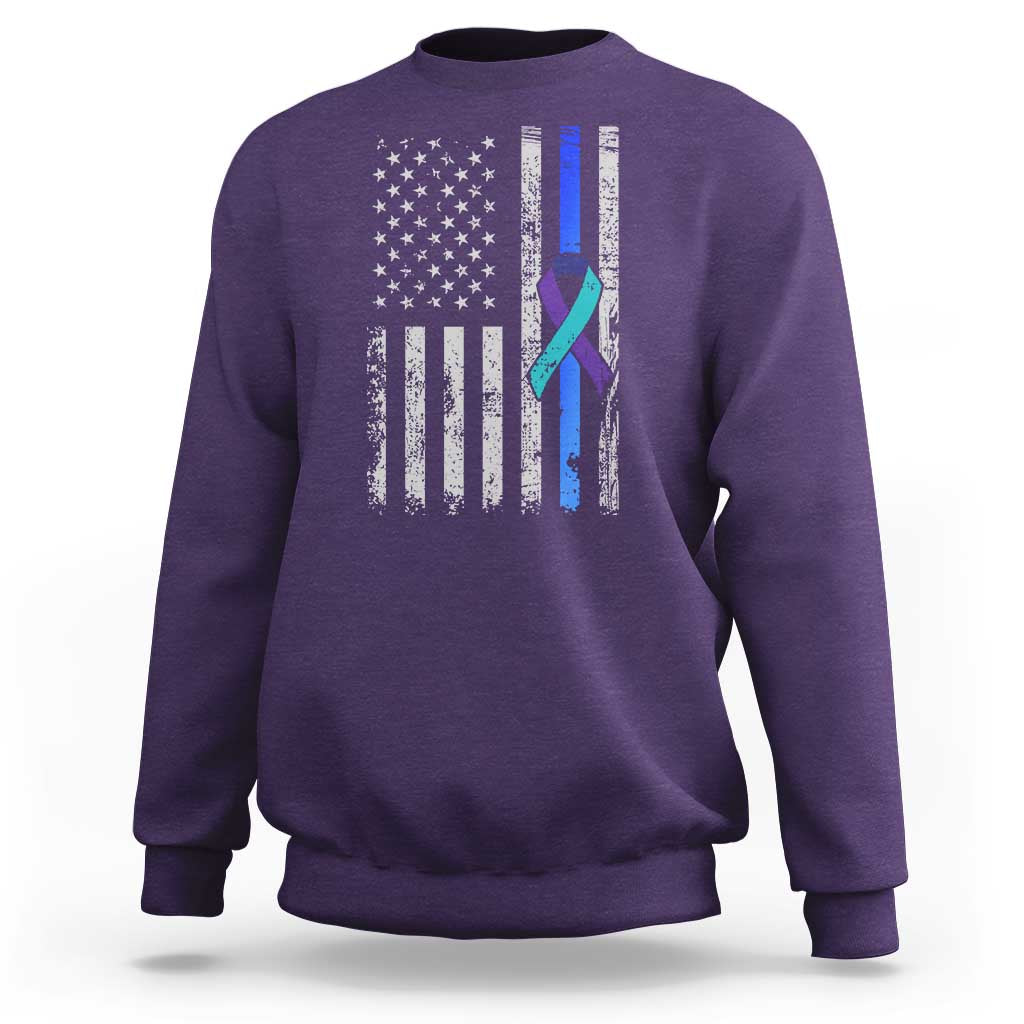 Police Suicide Prevention Awareness American Flag Ribbon Support Sweatshirt