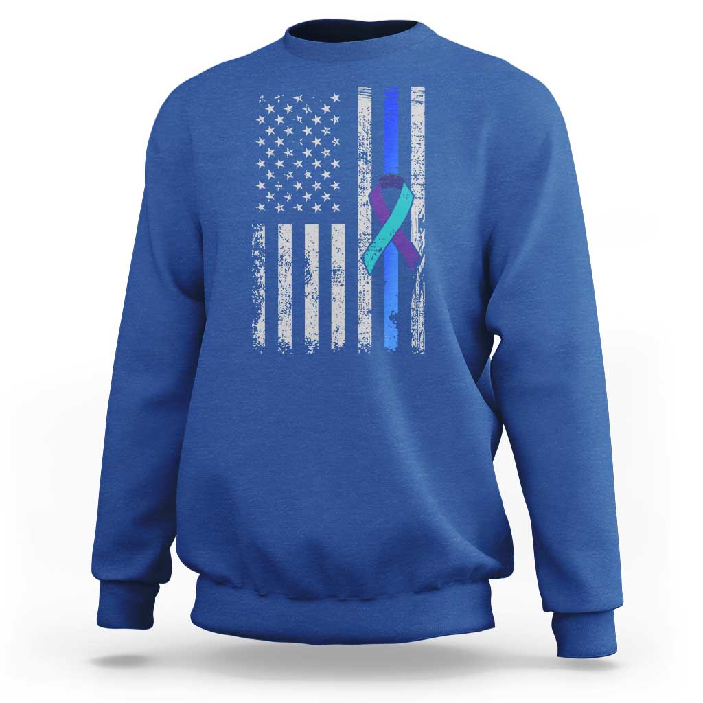 Police Suicide Prevention Awareness American Flag Ribbon Support Sweatshirt