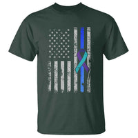 Police Suicide Prevention Awareness American Flag Ribbon Support T Shirt