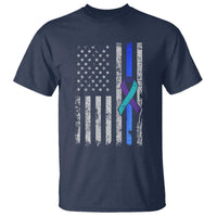 Police Suicide Prevention Awareness American Flag Ribbon Support T Shirt