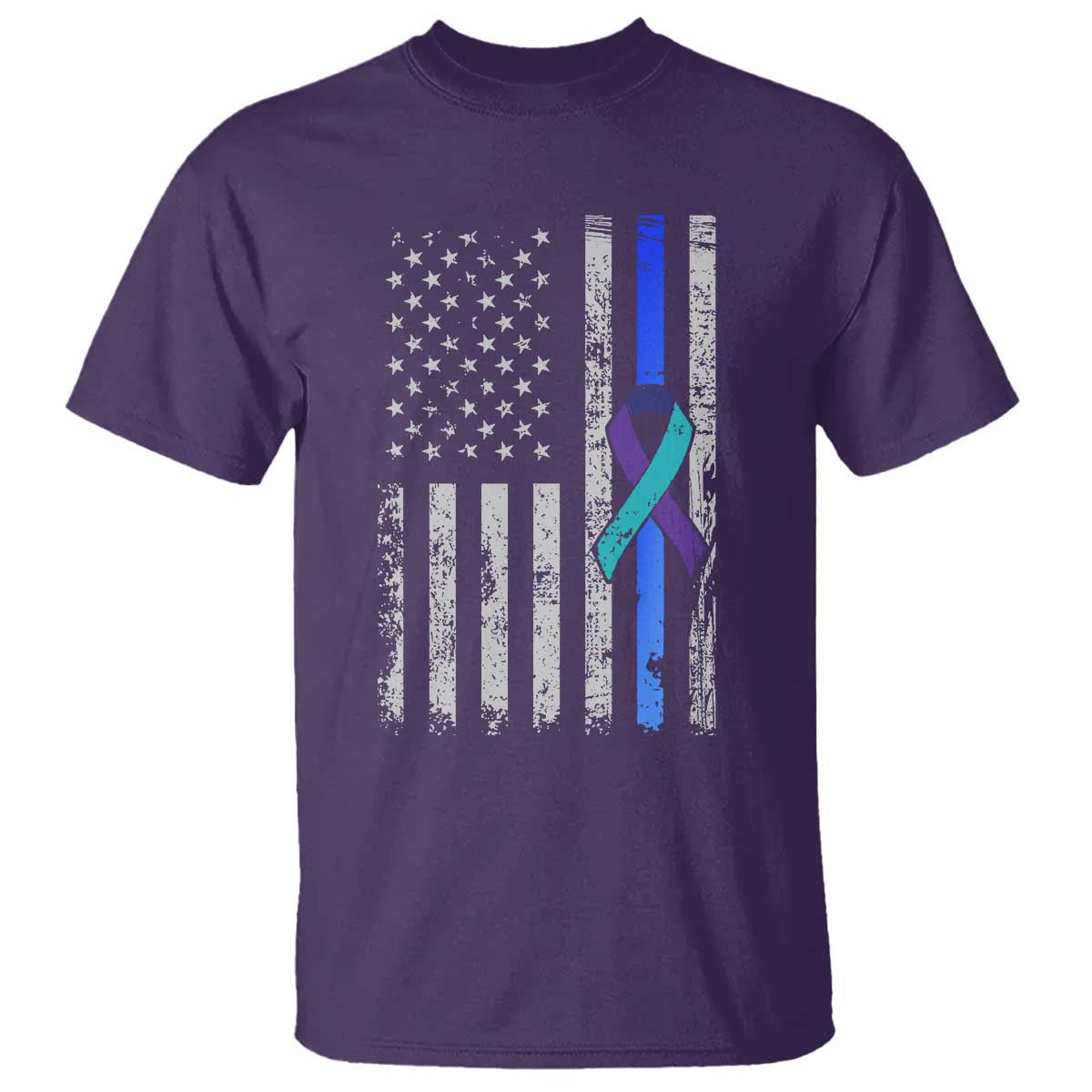 Police Suicide Prevention Awareness American Flag Ribbon Support T Shirt
