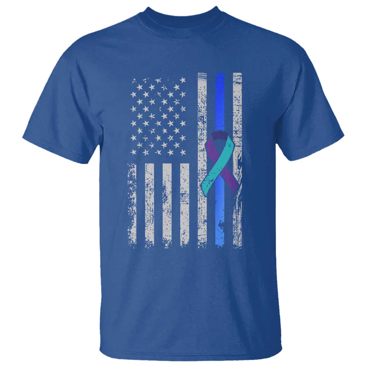 Police Suicide Prevention Awareness American Flag Ribbon Support T Shirt