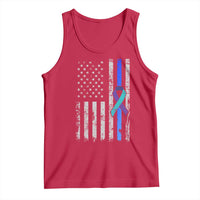 Police Suicide Prevention Awareness American Flag Ribbon Support Tank Top