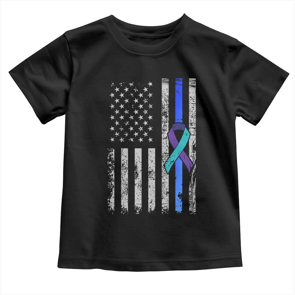 Police Suicide Prevention Awareness American Flag Ribbon Support Toddler T Shirt