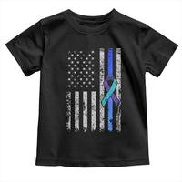 Police Suicide Prevention Awareness American Flag Ribbon Support Toddler T Shirt