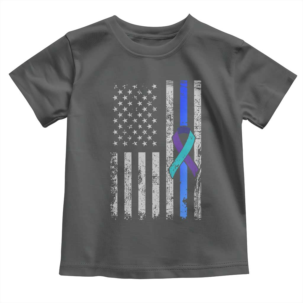 Police Suicide Prevention Awareness American Flag Ribbon Support Toddler T Shirt