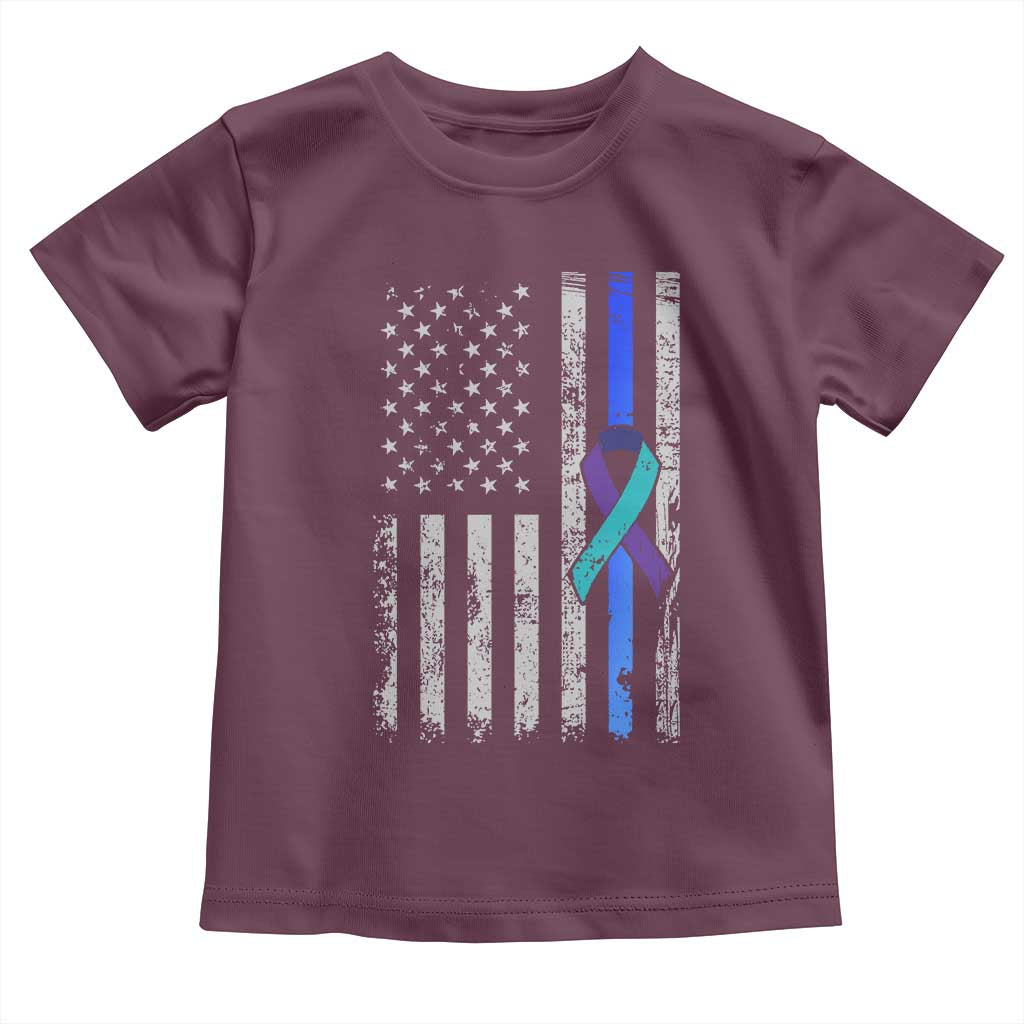 Police Suicide Prevention Awareness American Flag Ribbon Support Toddler T Shirt
