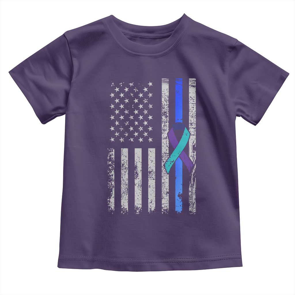 Police Suicide Prevention Awareness American Flag Ribbon Support Toddler T Shirt