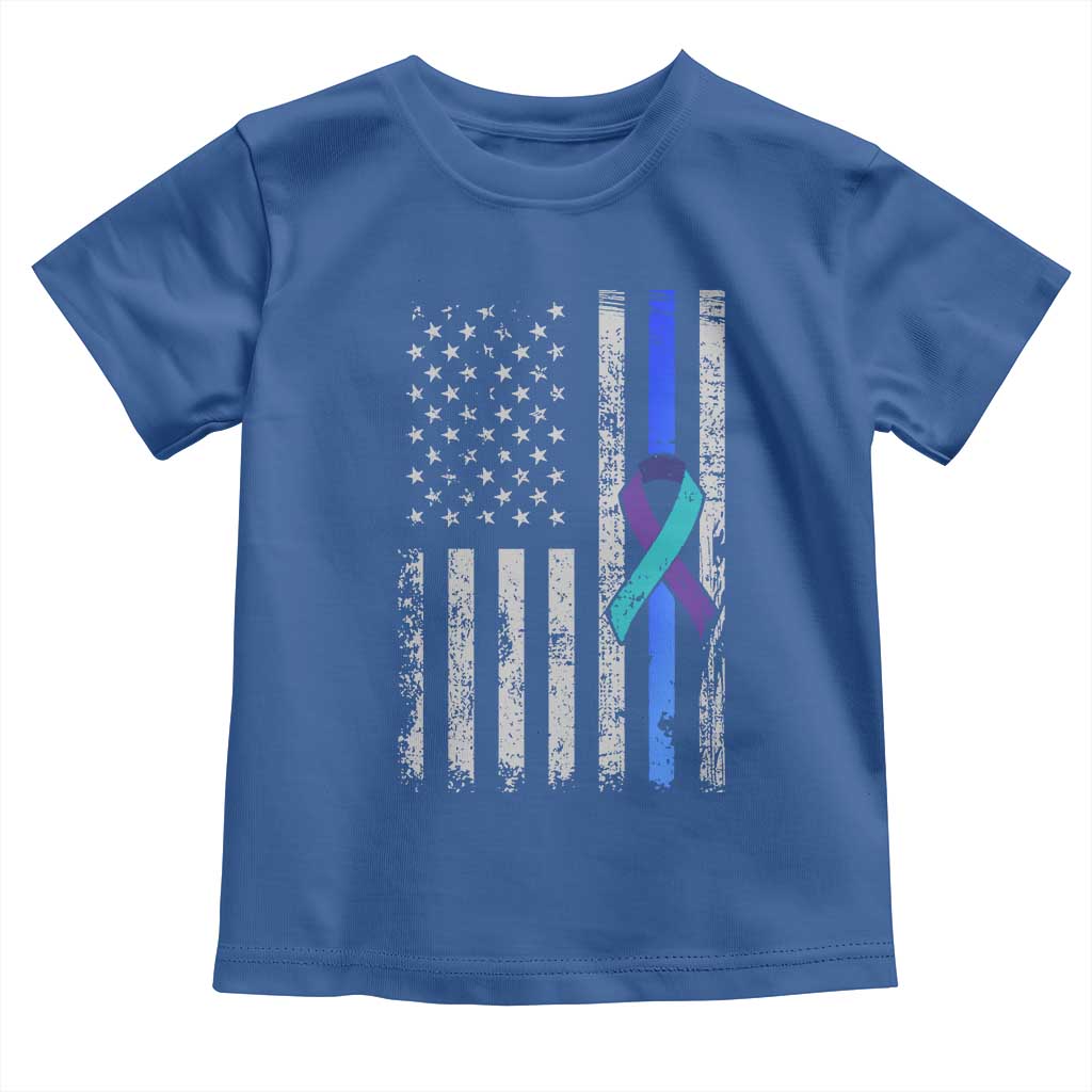 Police Suicide Prevention Awareness American Flag Ribbon Support Toddler T Shirt