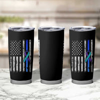 Police Suicide Prevention Awareness American Flag Ribbon Support Tumbler Cup