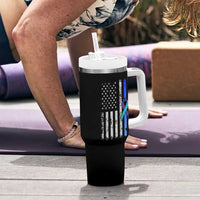 Police Suicide Prevention Awareness American Flag Ribbon Support Tumbler With Handle