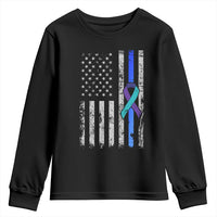 Police Suicide Prevention Awareness American Flag Ribbon Support Youth Sweatshirt